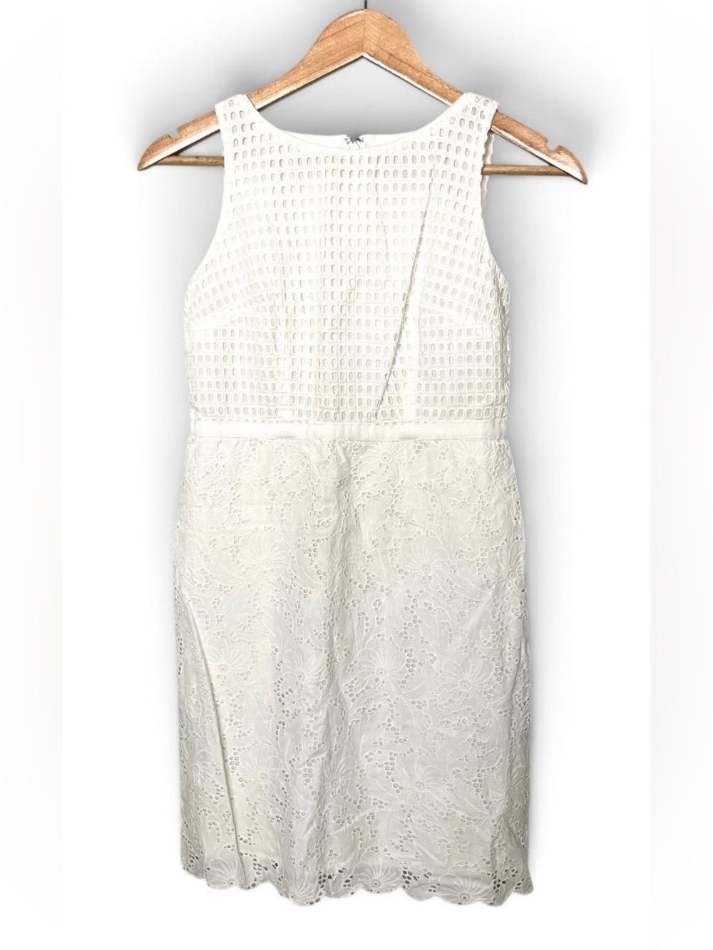 LOFT Ann Taylor White Eyelet Lace Sleeveless Dress Petite 0P